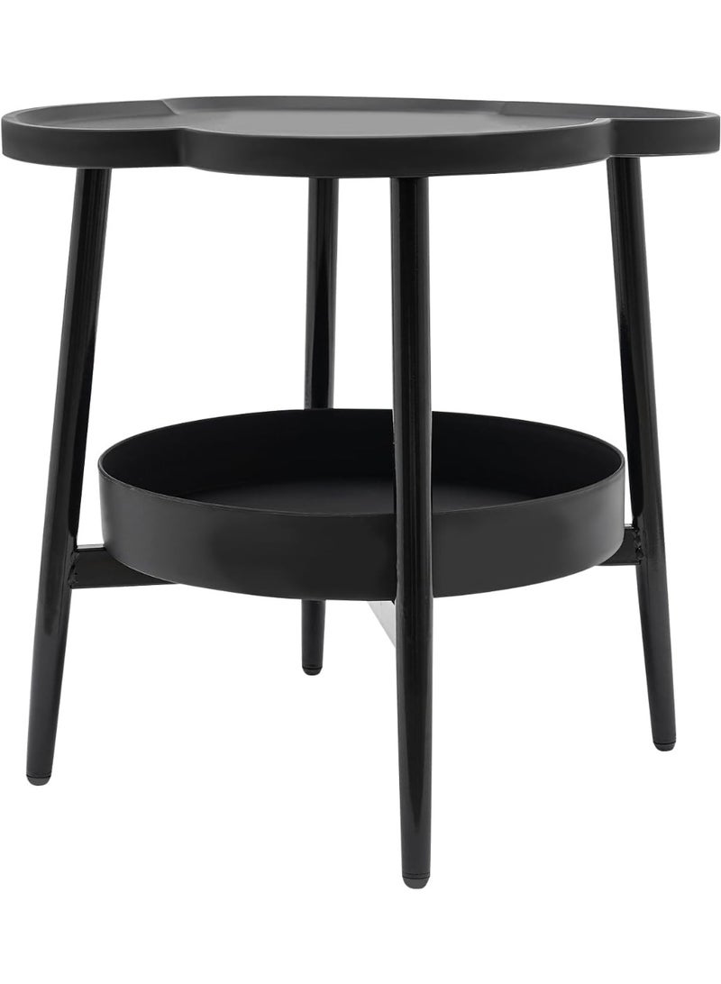 DubaiGallery Elegant Two-Tier Side Table with Tray Top Design, Stable Metal Frame, Compact and Durable End Table for Sofa Side, Bedside, Reading Area or Home Decoration - Image 4